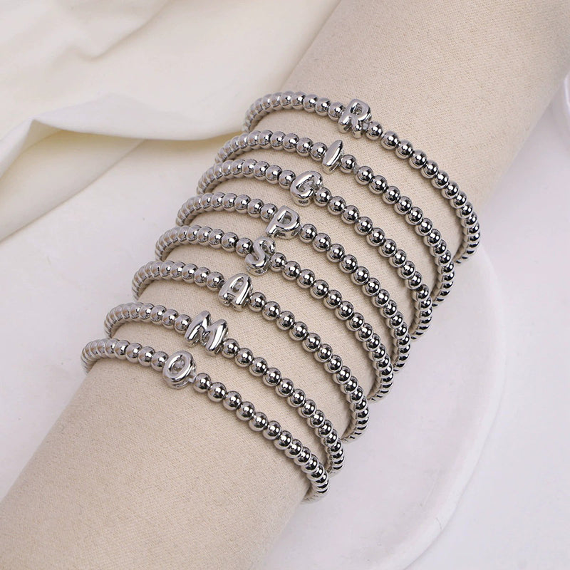 Custom 18K Plated Beads Letter Bracelet