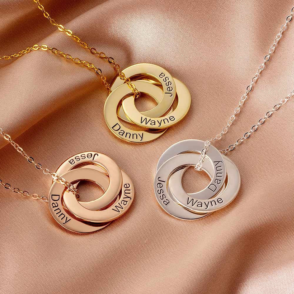Custom Multi Circle Family Name Necklace for Mom Wife Grandma Women Friends