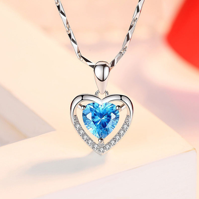 S925 Sterling Silver Zircon Eternal Heart Necklace