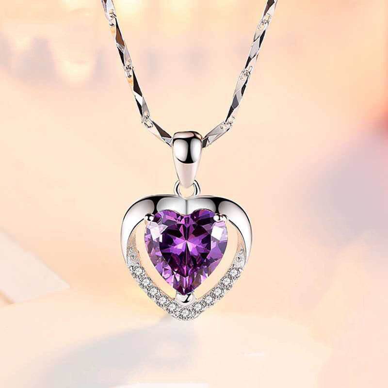 S925 Sterling Silver Zircon Eternal Heart Necklace