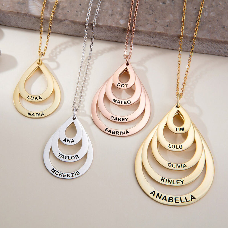 Personalized Engraved Family Name Necklaces Gifts For Mother's Day