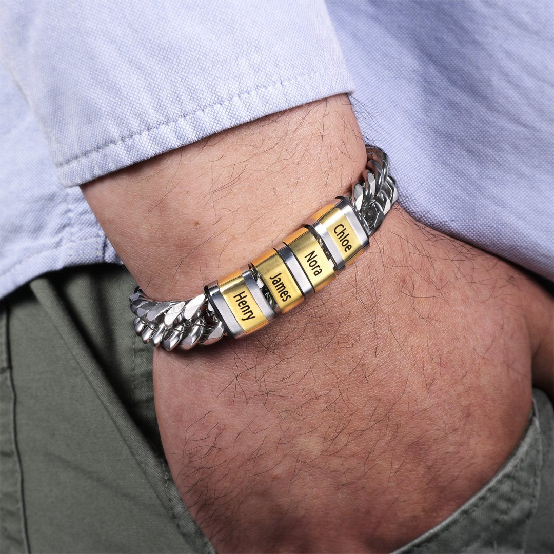 Custom Family Name Bracelet for Dad Father's Day Gift