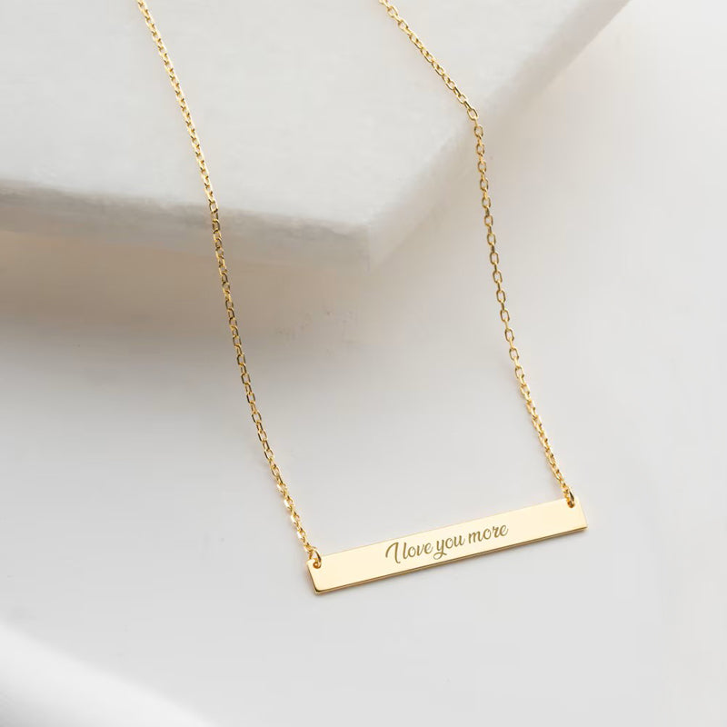 18K Plated Personalized Name / Message Bar Necklace