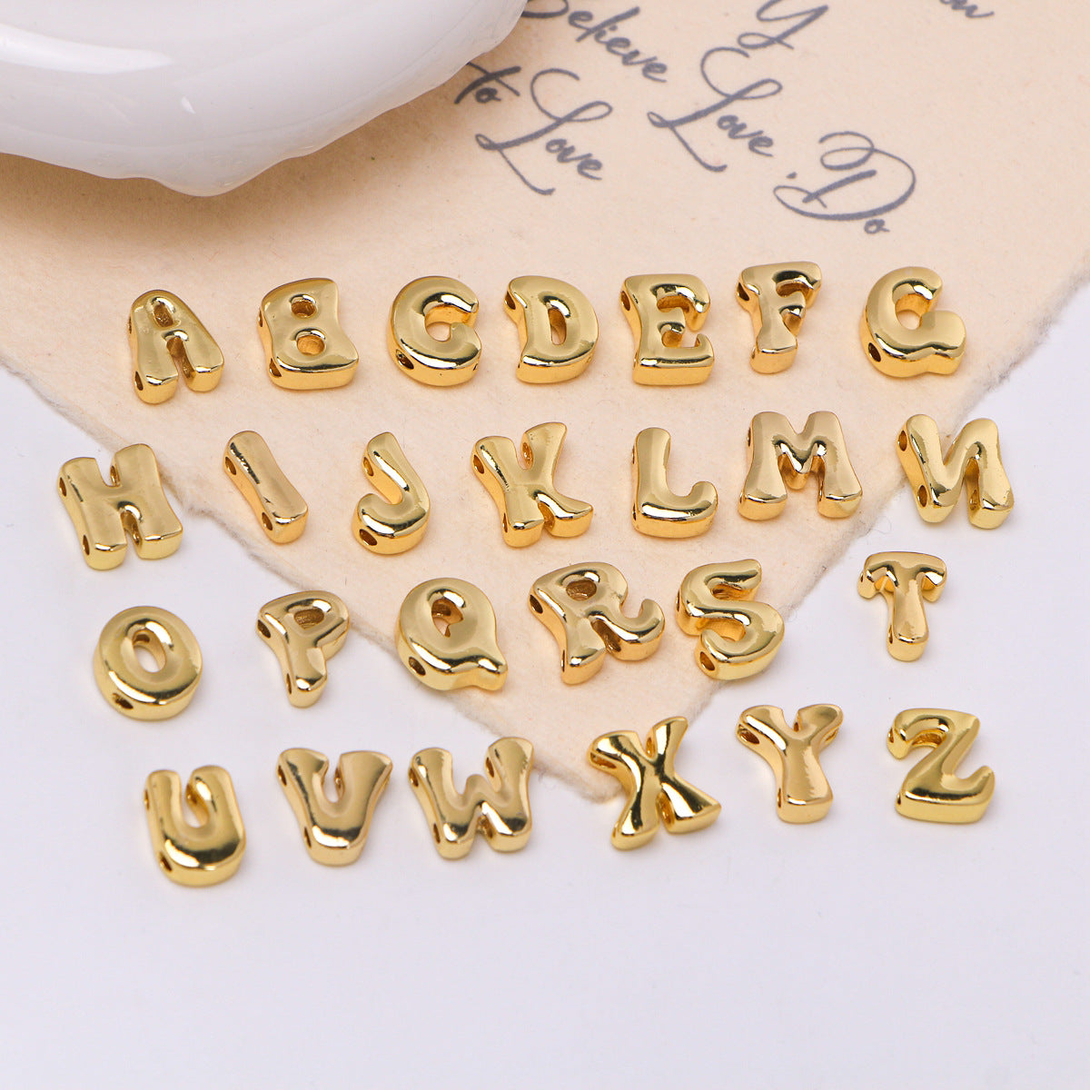 18K Brass Personalized Bubble Letter Name Bracelet