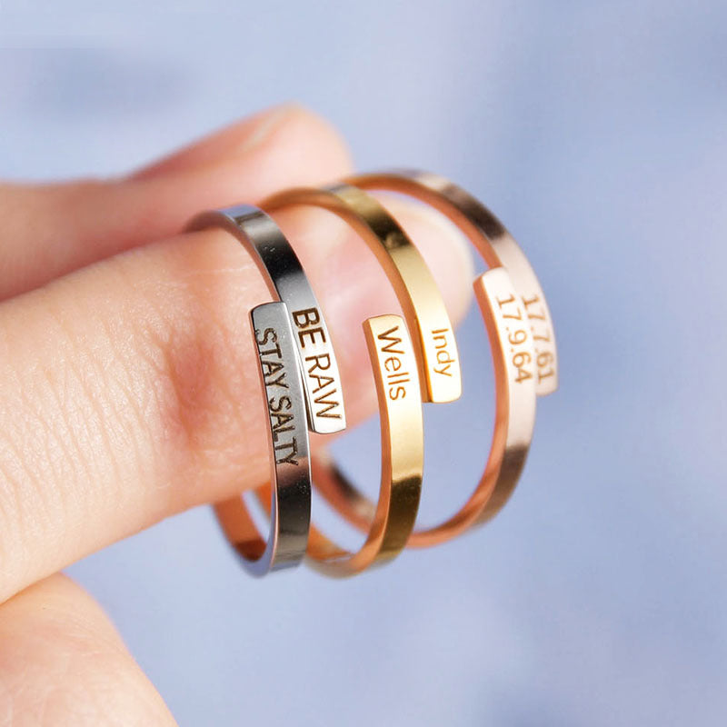 Personalized Adjustable Engraved Name Ring