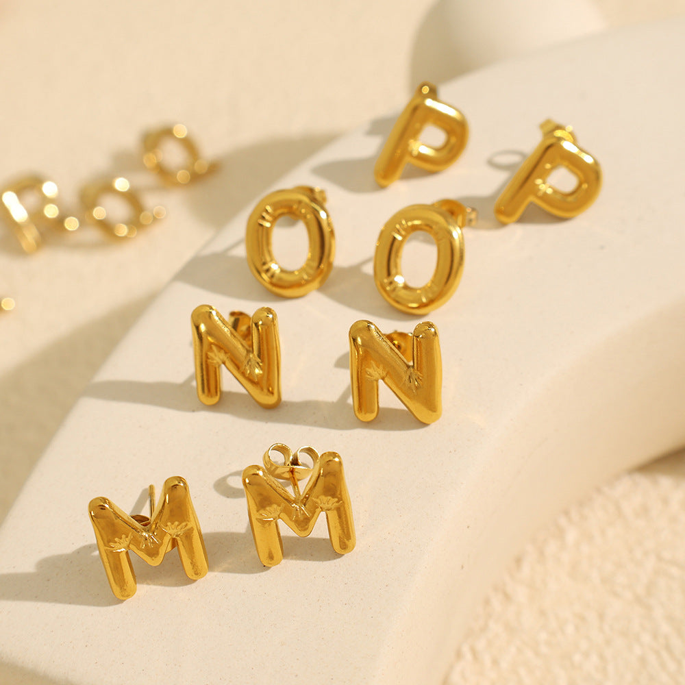 18K Plated Custom Earrings Personalized Letter Earring