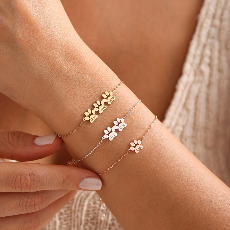 Personalized Pet Dog Cat Name Bracelet for Mom Women, Pet Lover Gift
