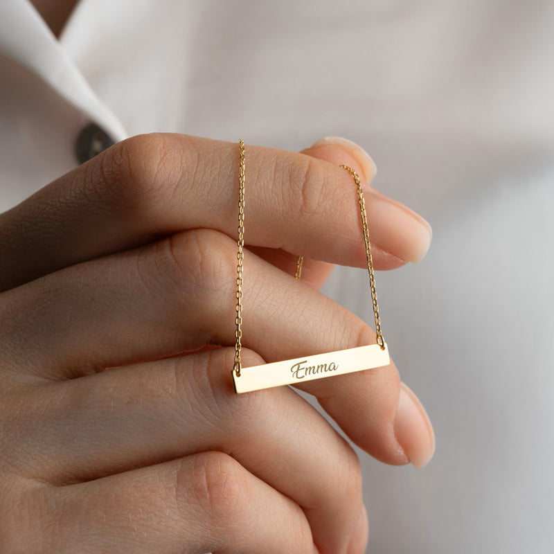 18K Plated Personalized Name / Message Bar Necklace