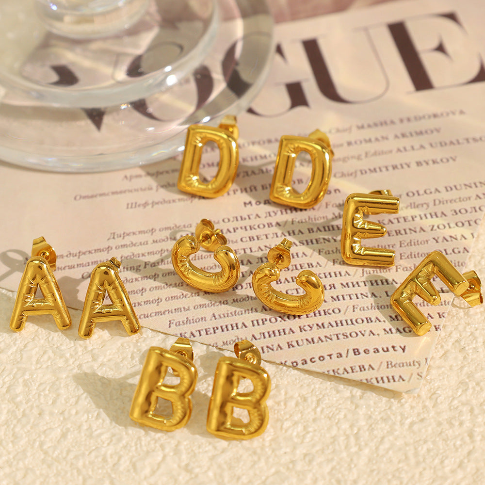 18K Plated Custom Earrings Personalized Letter Earring