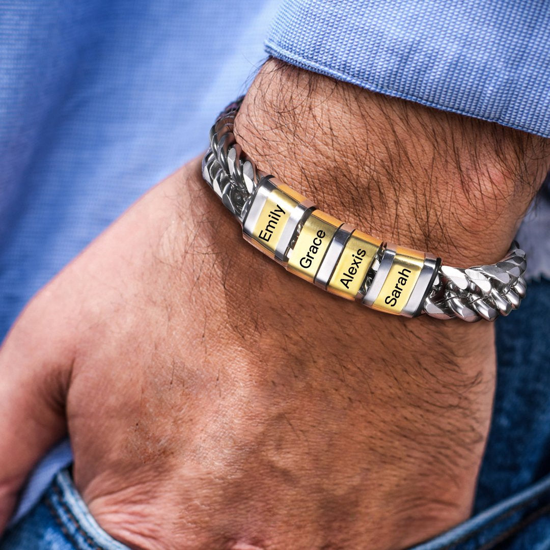 Custom Family Name Bracelet for Dad Father's Day Gift