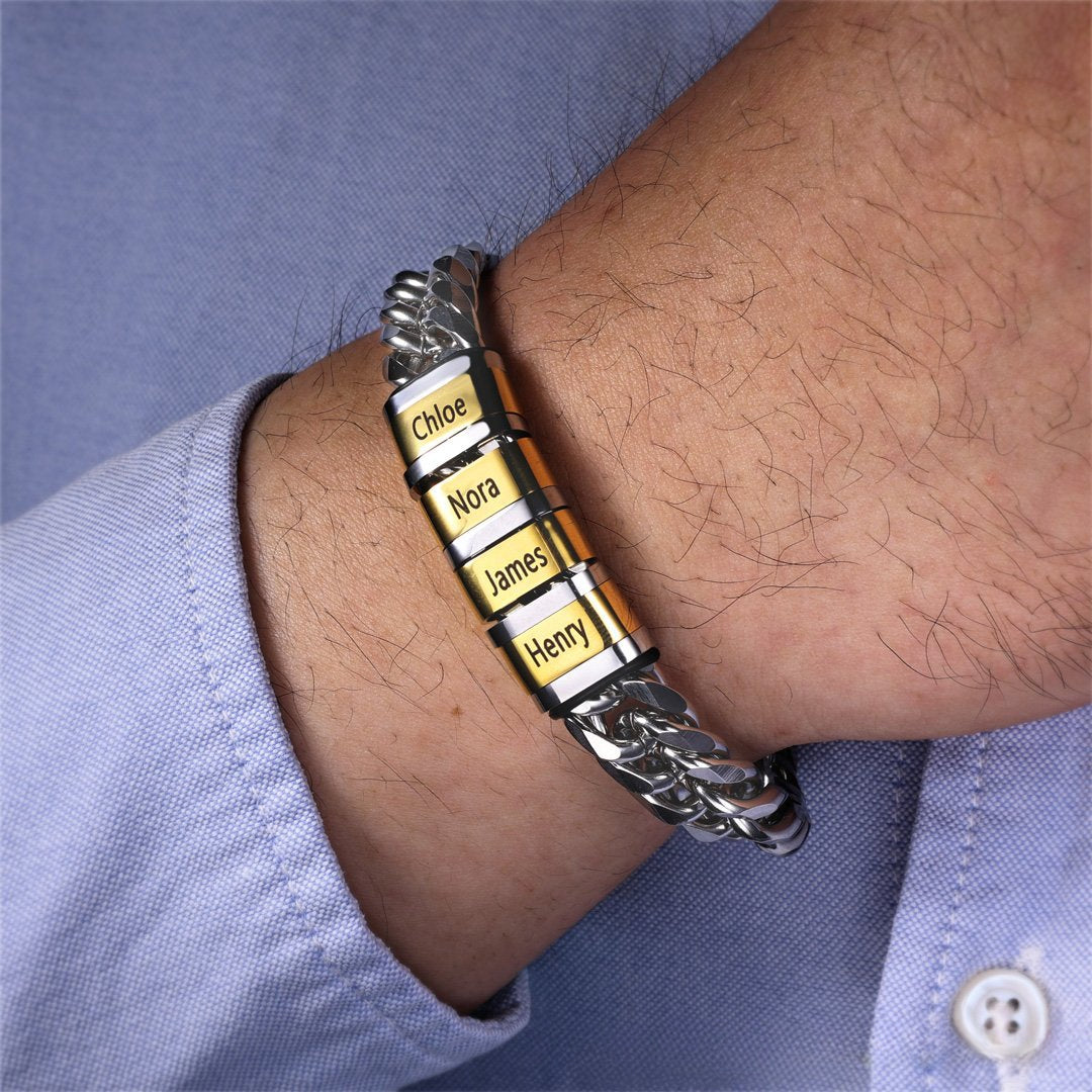 Custom Family Name Bracelet for Dad Father's Day Gift