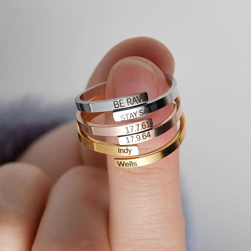 Personalized Adjustable Engraved Name Ring
