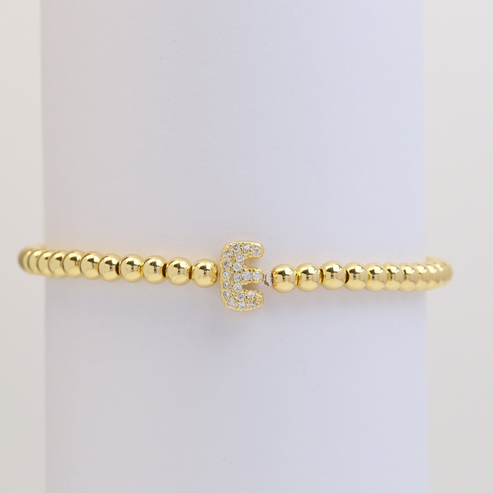 18K Plated Copper Beads Bubble Initial Letter Bracelet