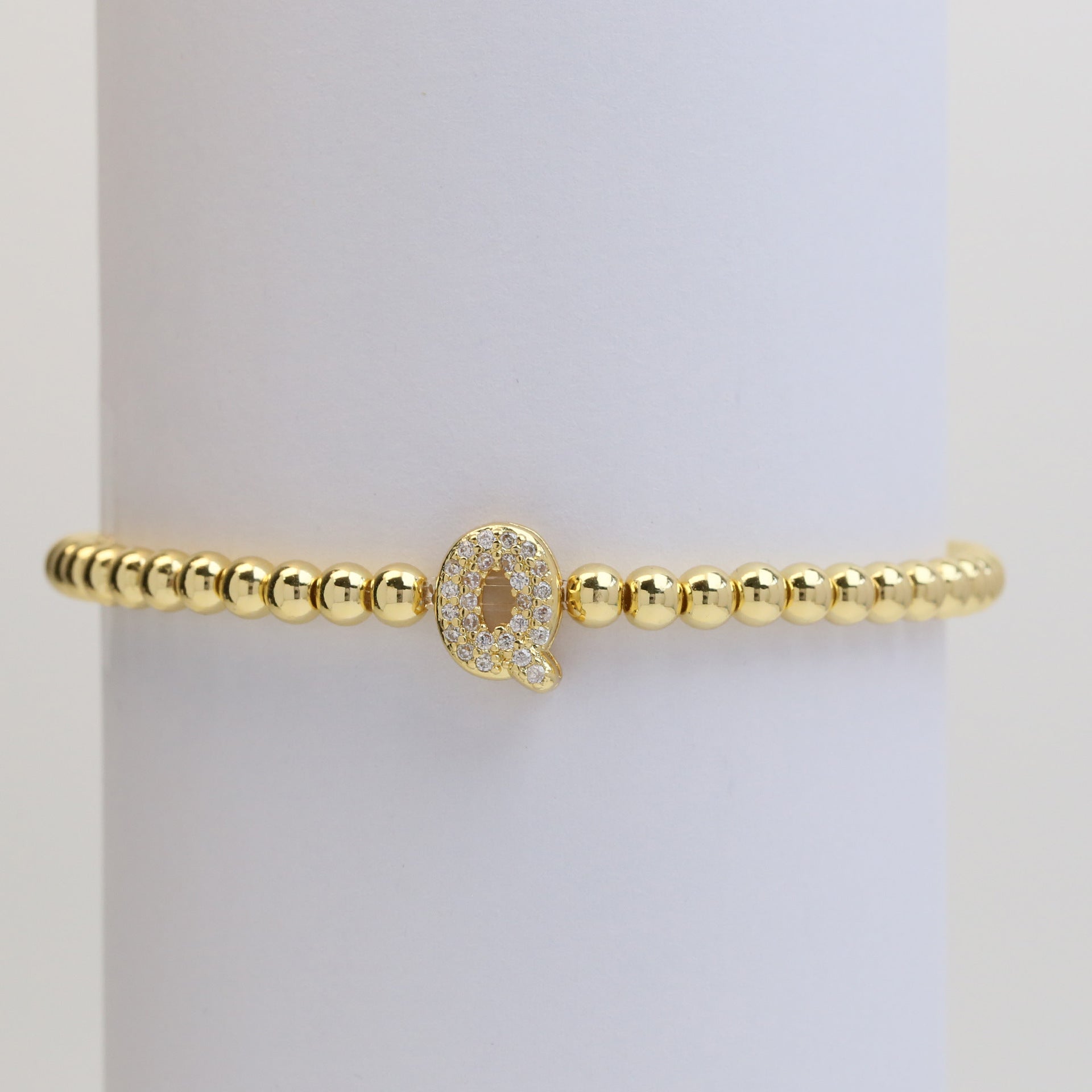 18K Plated Copper Beads Bubble Initial Letter Bracelet