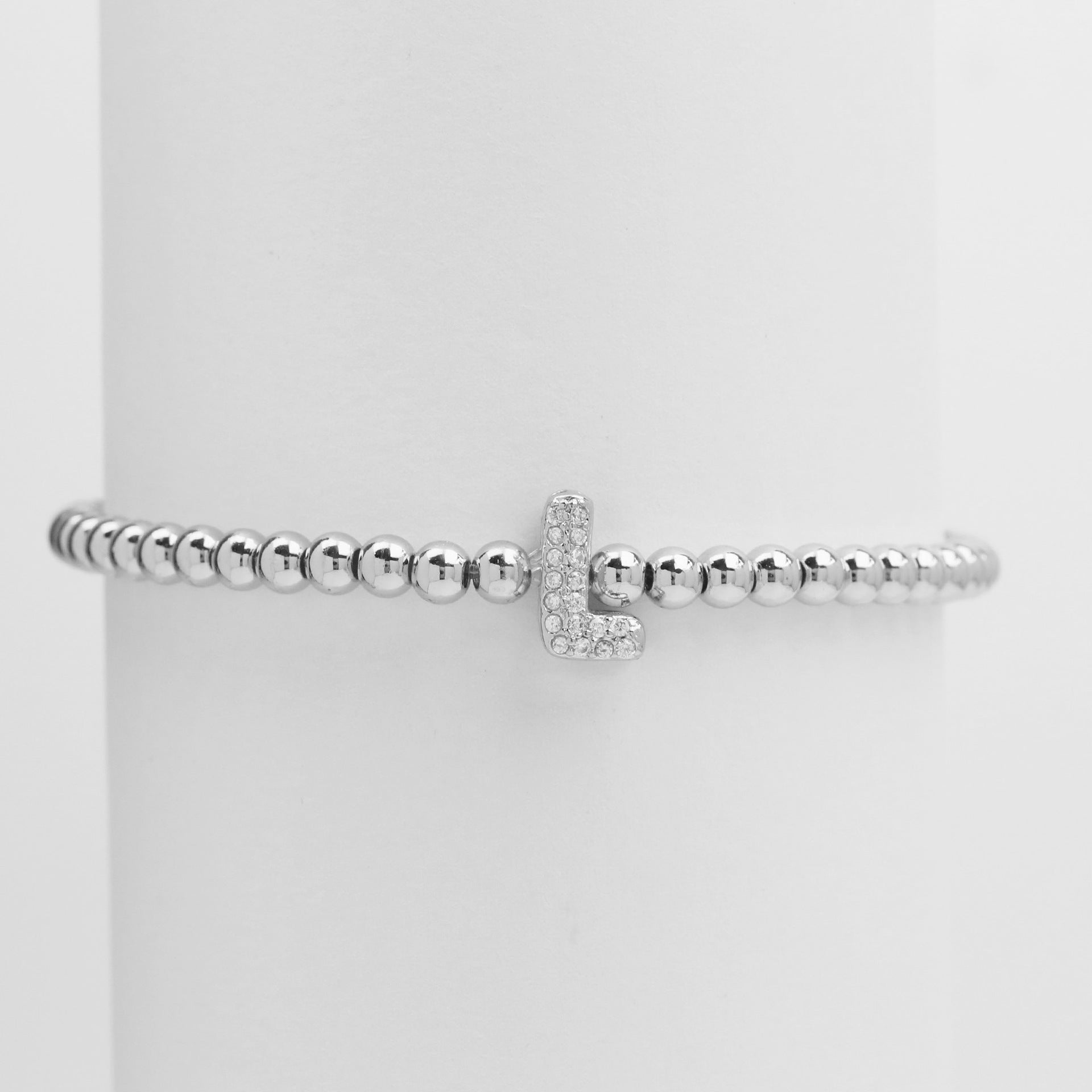 18K Plated Copper Beads Bubble Initial Letter Bracelet