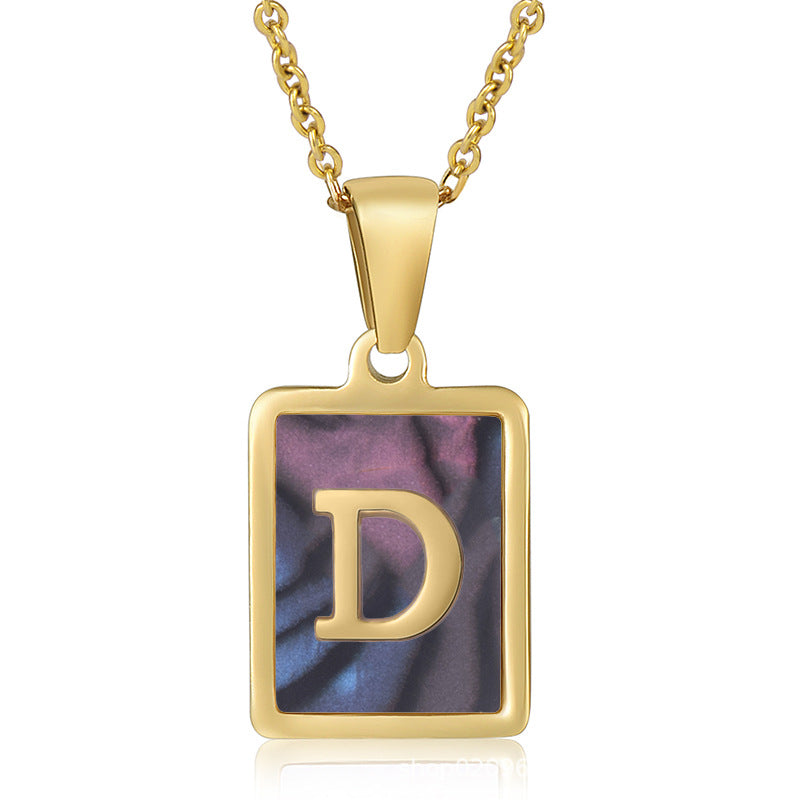 18K Plated Shell Initial Letter Necklace