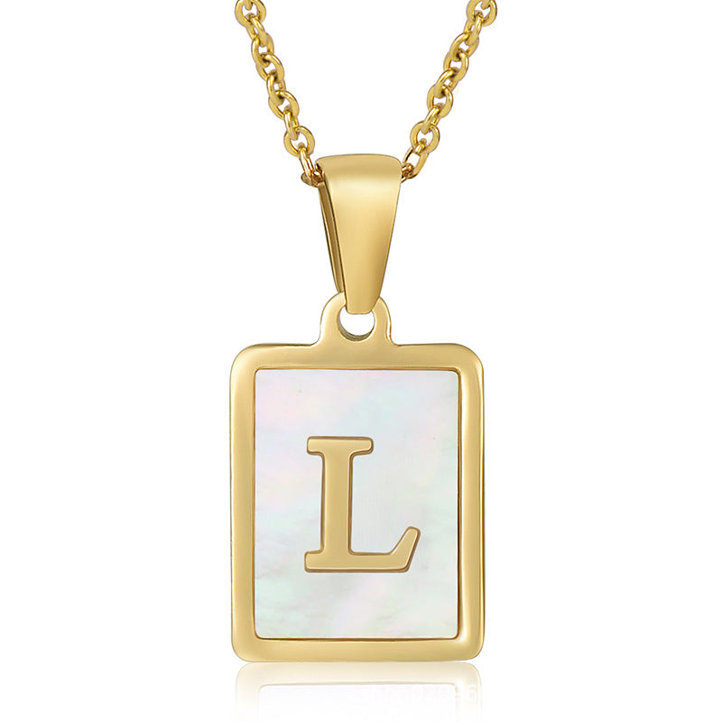 18K Plated Shell Initial Letter Necklace
