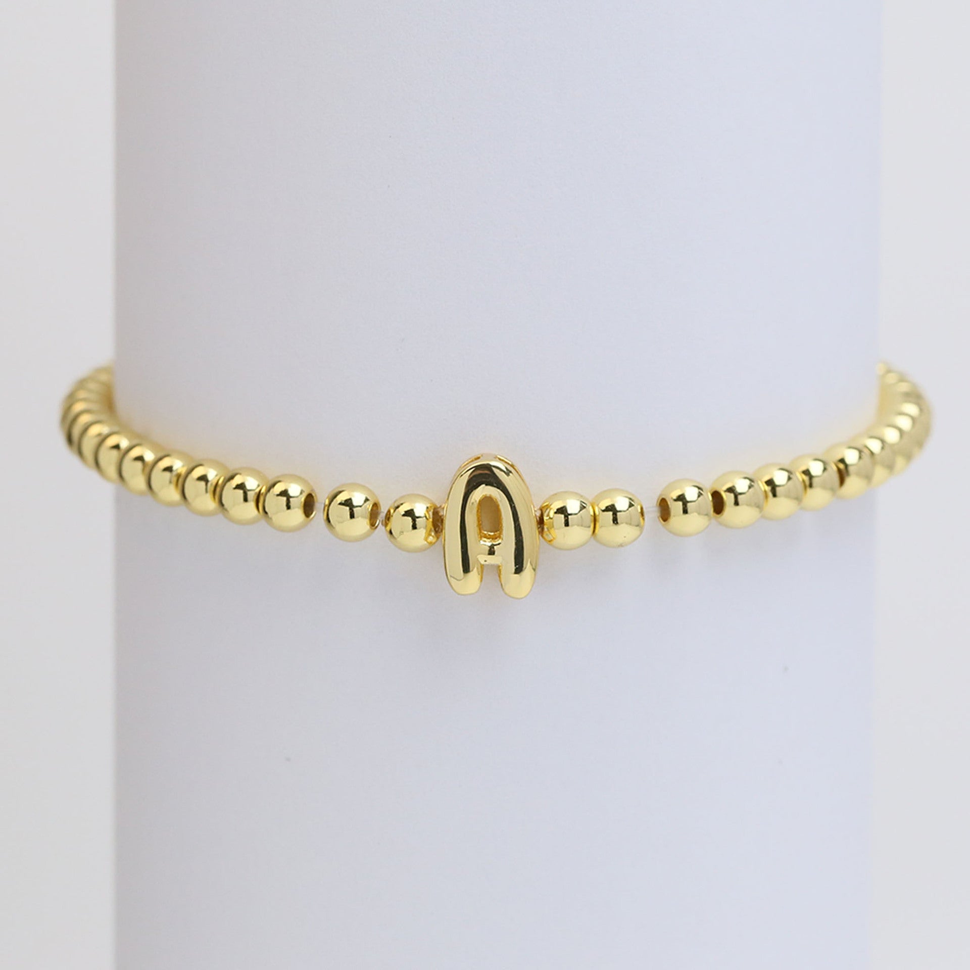 Custom 18K Plated Beads Letter Bracelet