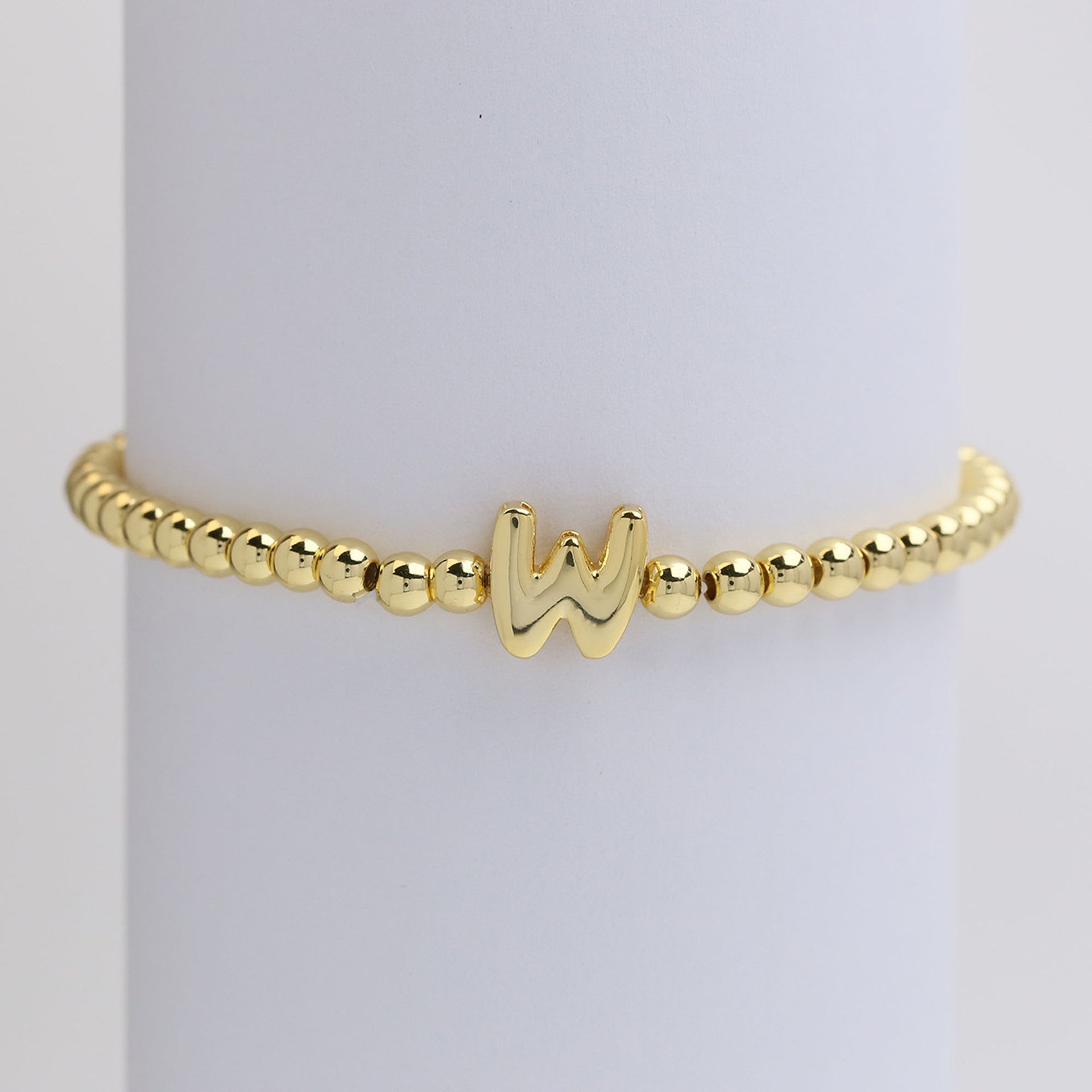 Custom 18K Plated Beads Letter Bracelet