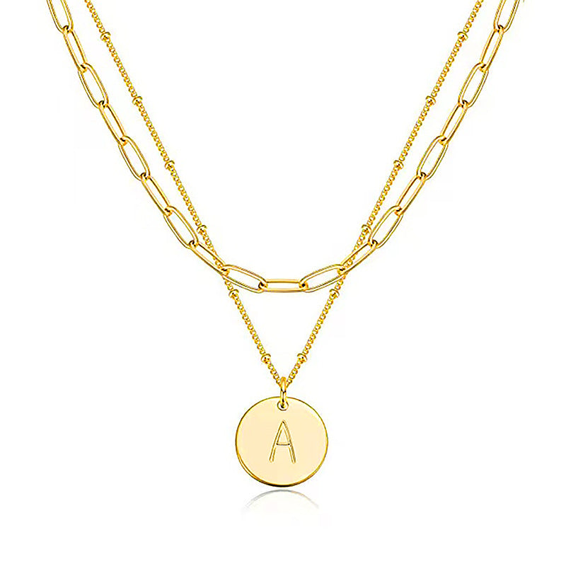 Layered Initial Letter Necklace Set
