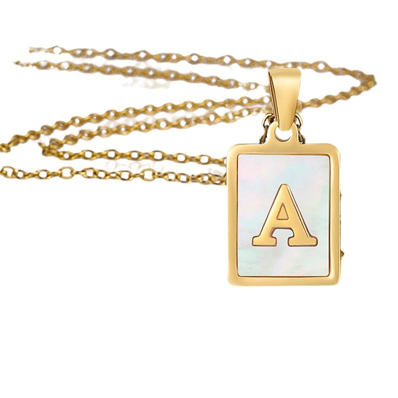 18K Plated Shell Initial Letter Necklace