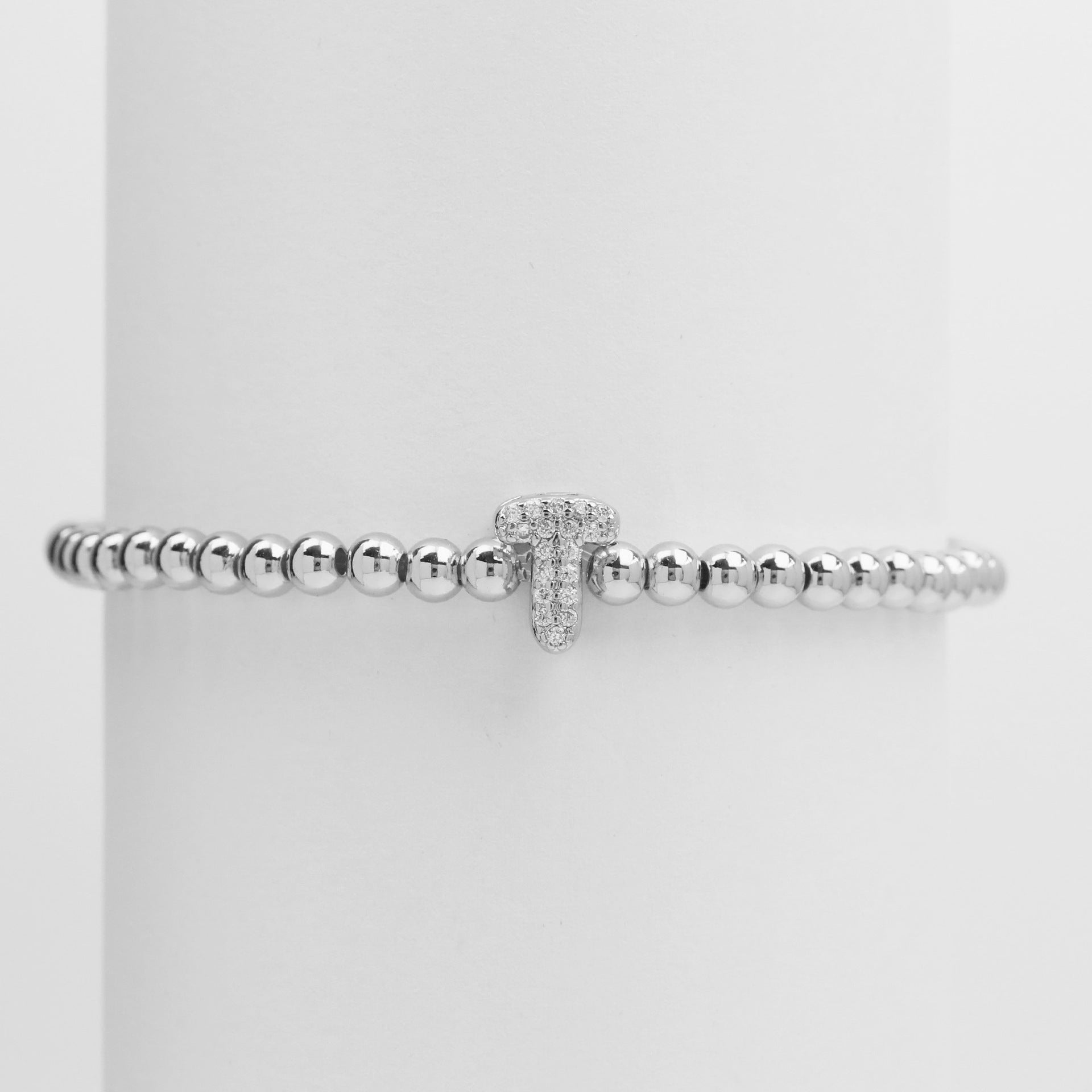 18K Plated Copper Beads Bubble Initial Letter Bracelet
