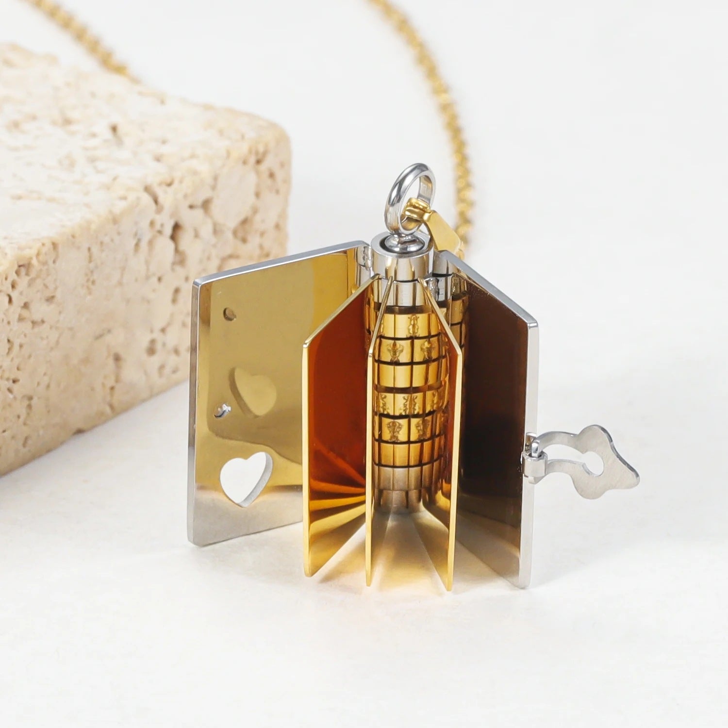18K Plated Personalized Message Book Pendant Necklace