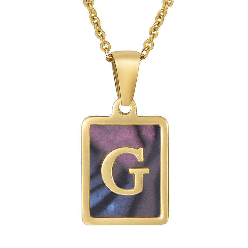 18K Plated Shell Initial Letter Necklace