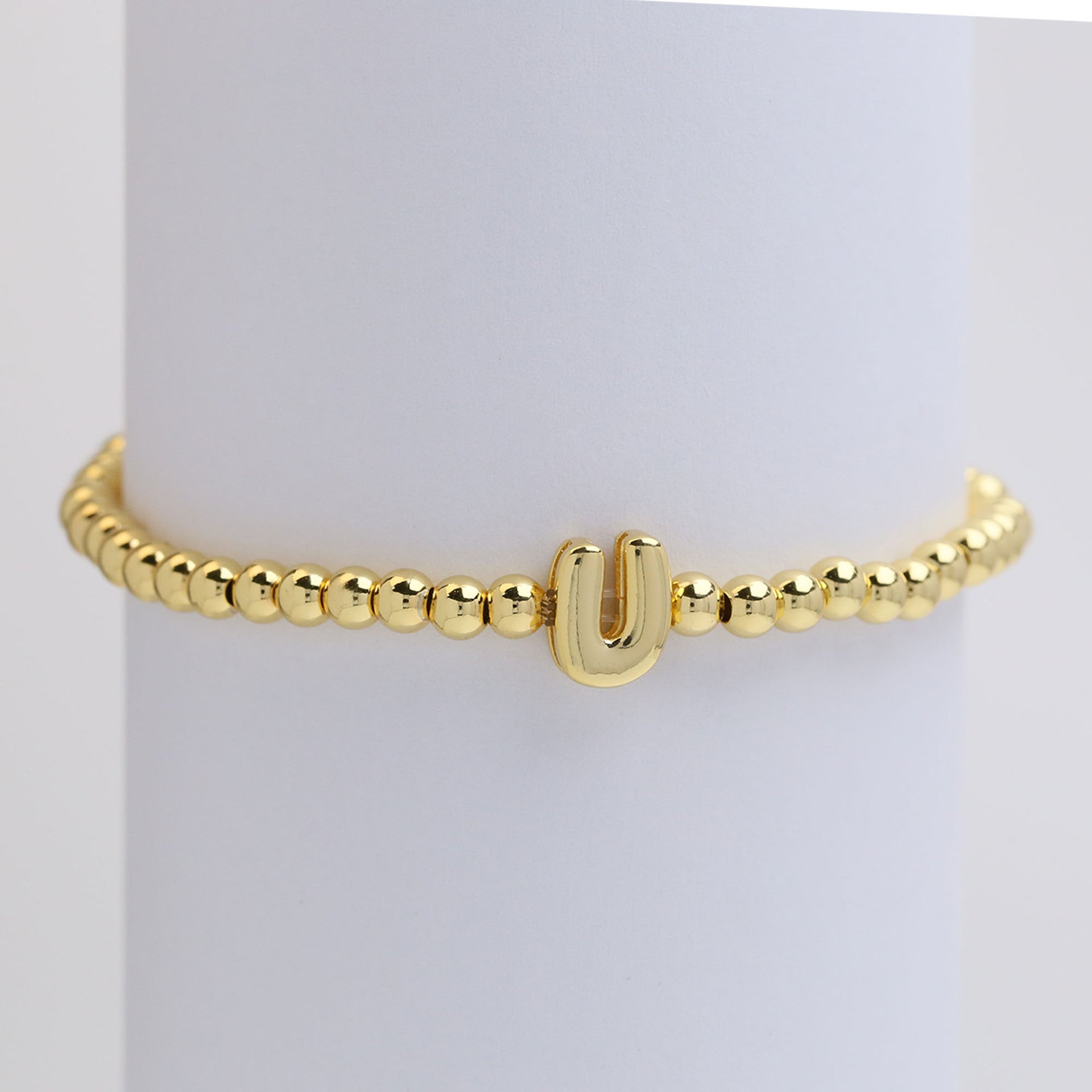 Custom 18K Plated Beads Letter Bracelet