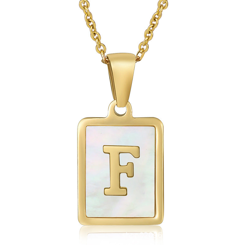 18K Plated Shell Initial Letter Necklace