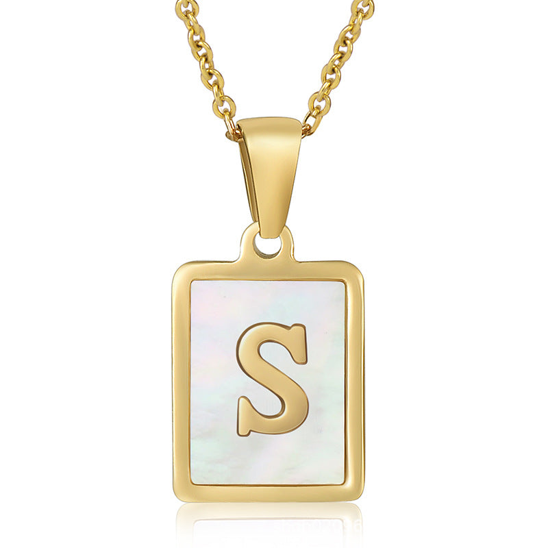 18K Plated Shell Initial Letter Necklace