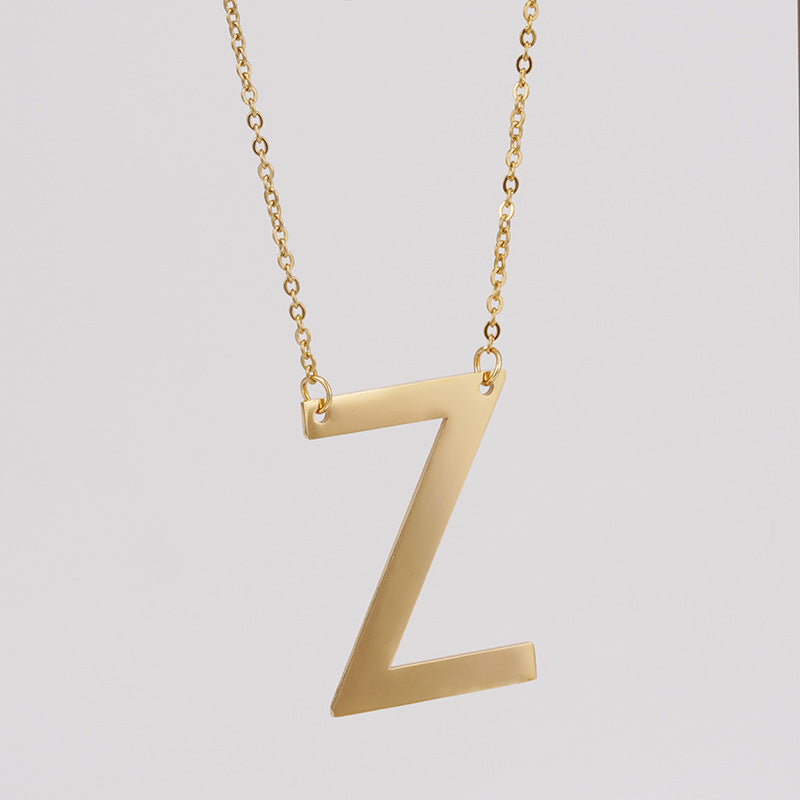 18K Plated Stainless Steel Big Initial Letter Necklace