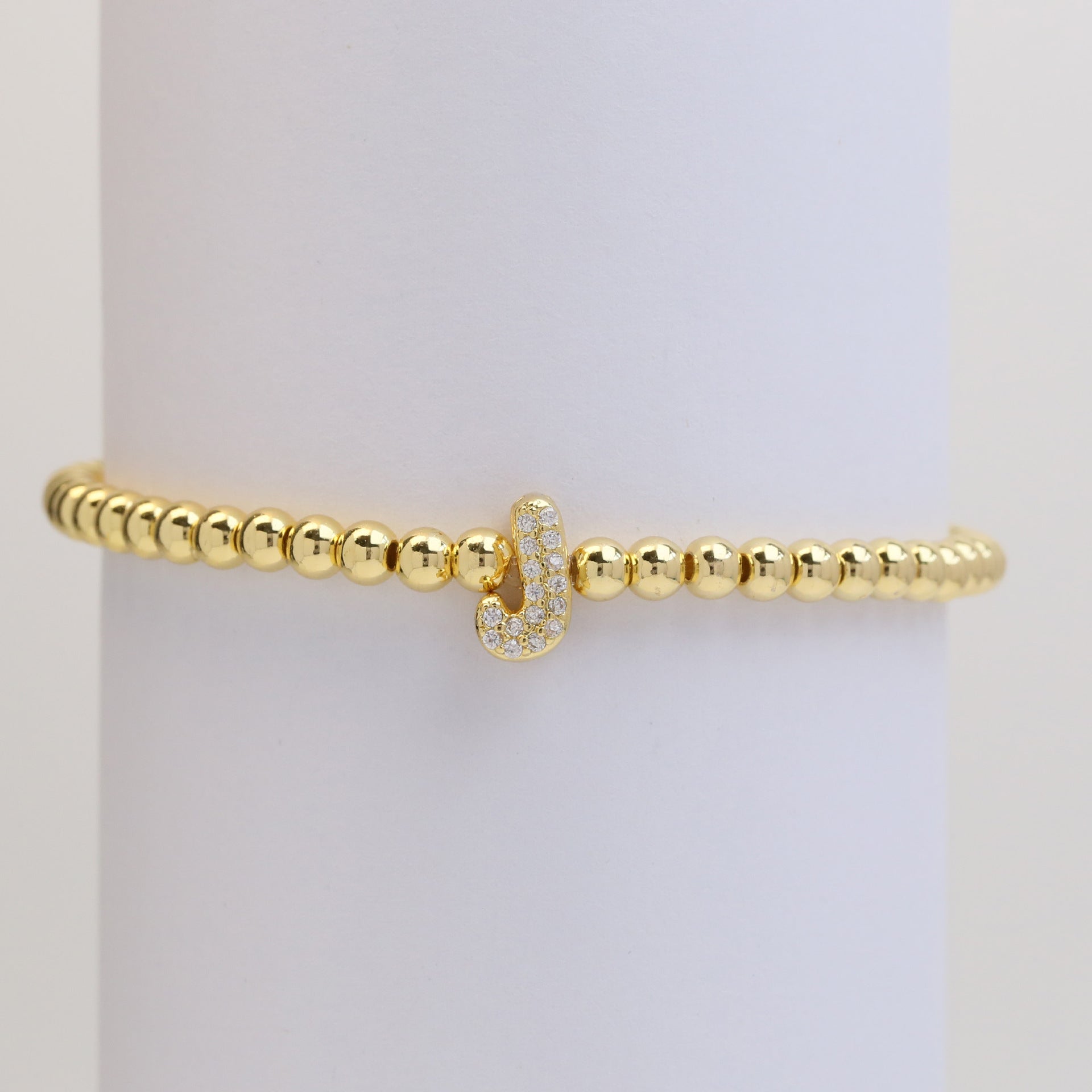 18K Plated Copper Beads Bubble Initial Letter Bracelet