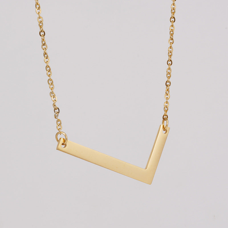 18K Plated Stainless Steel Big Initial Letter Necklace