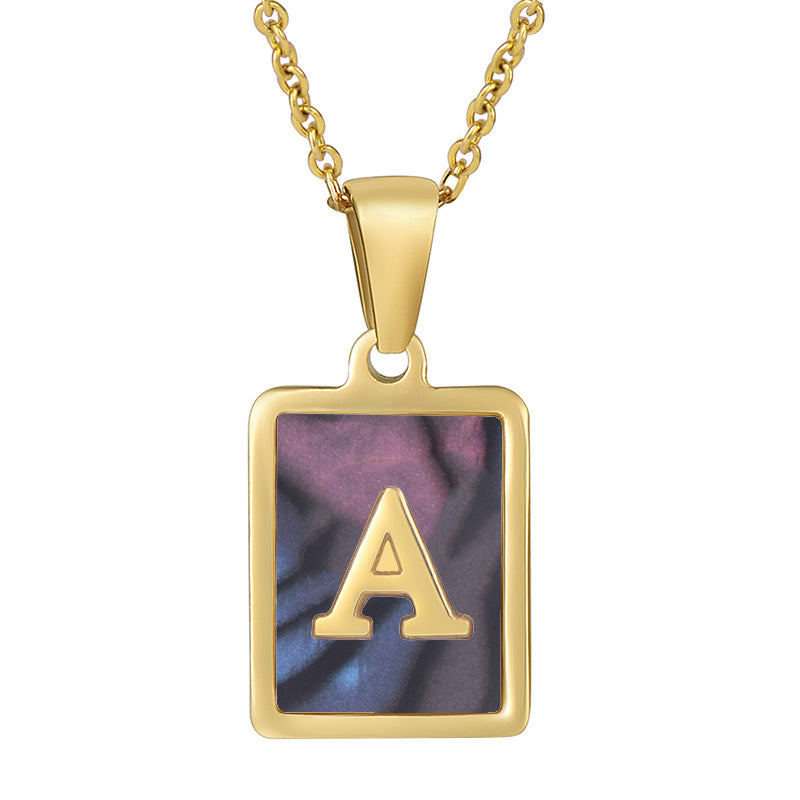 18K Plated Shell Initial Letter Necklace