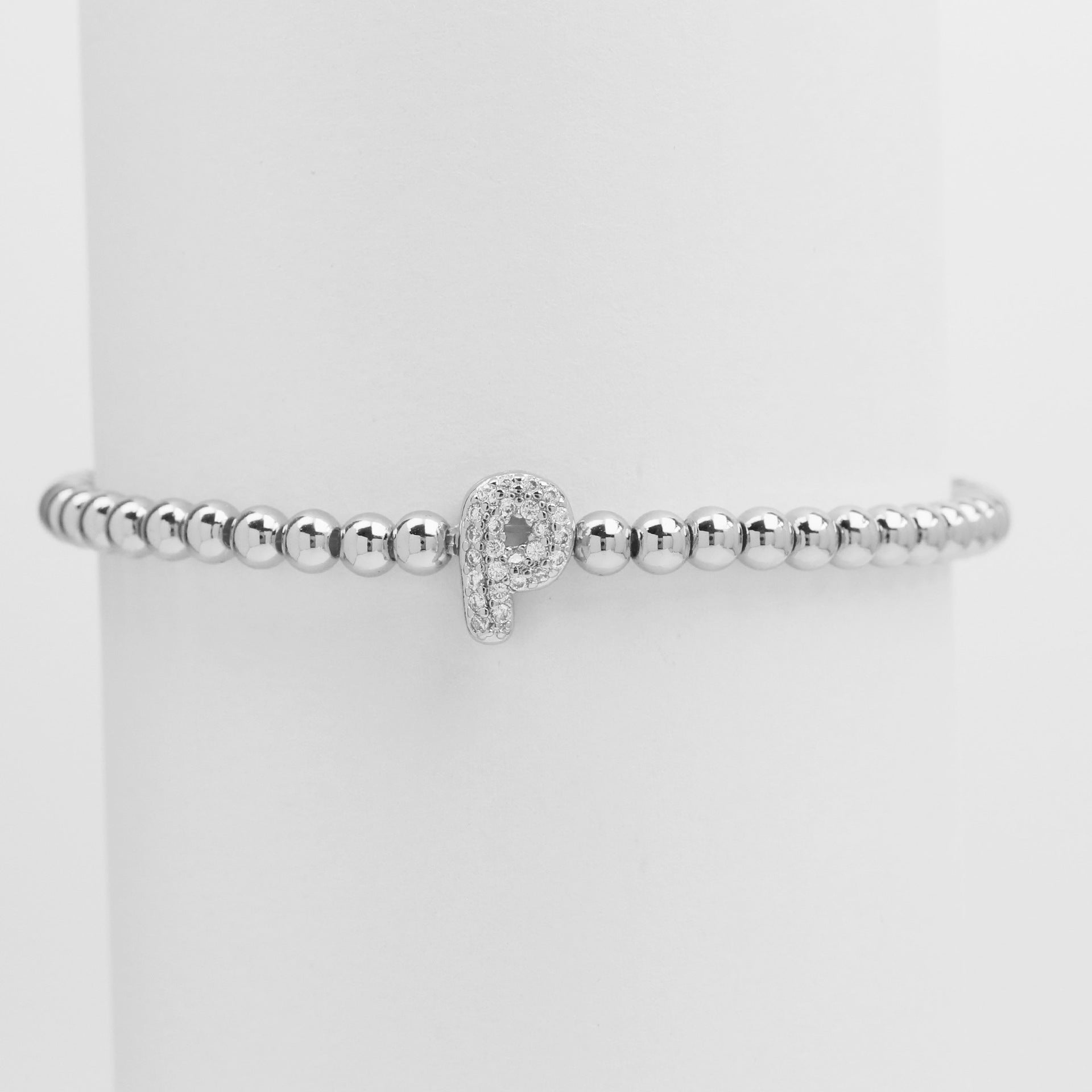 18K Plated Copper Beads Bubble Initial Letter Bracelet