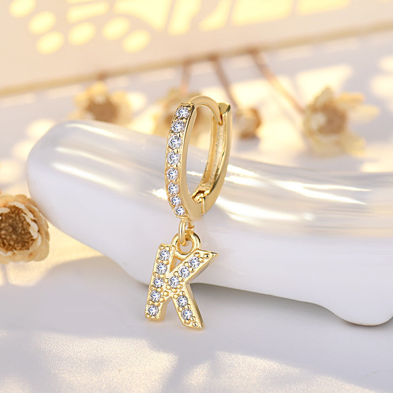 Letter Earring with Micro Crystal