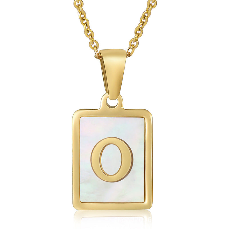 18K Plated Shell Initial Letter Necklace