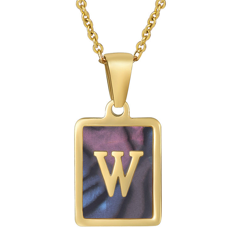 18K Plated Shell Initial Letter Necklace