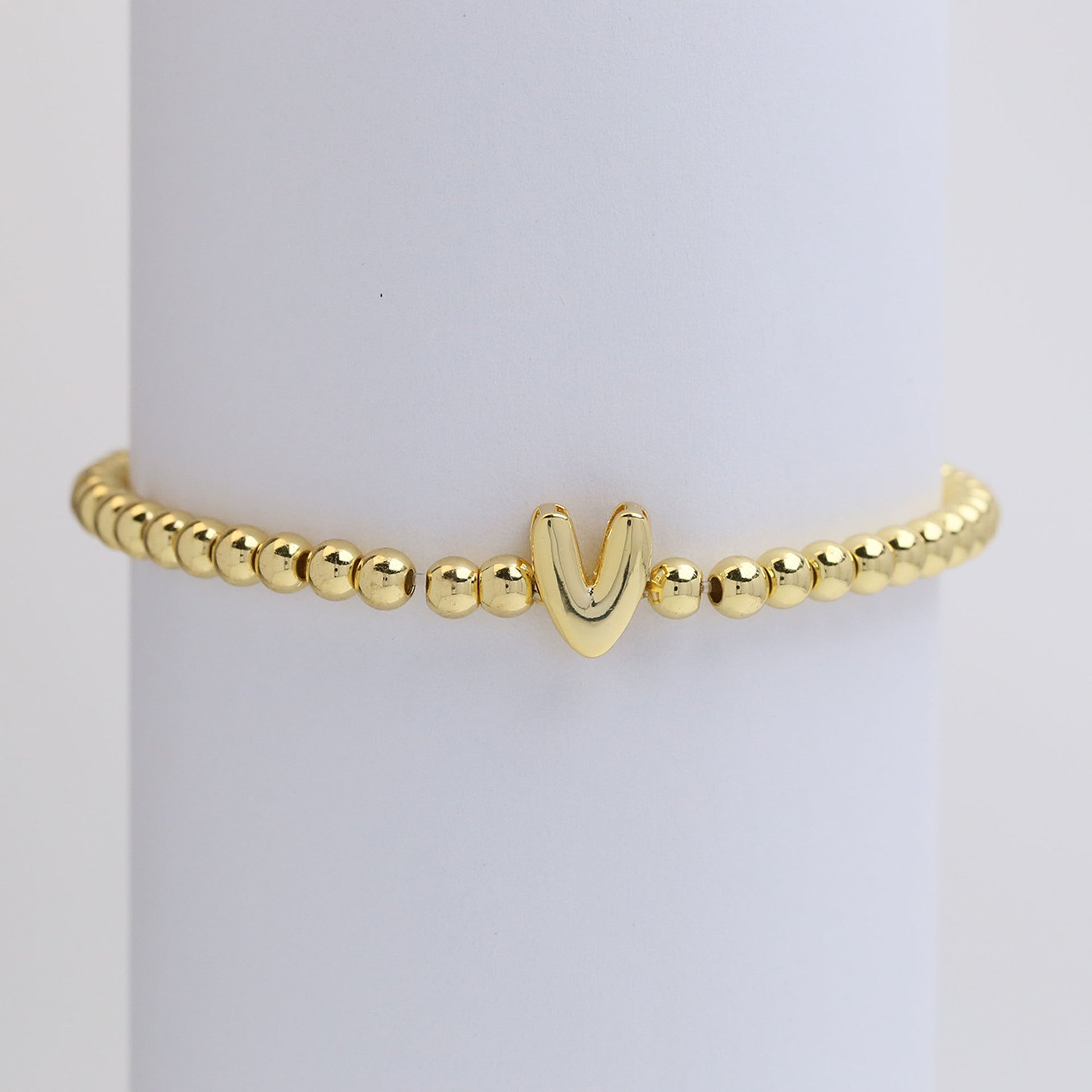 Custom 18K Plated Beads Letter Bracelet