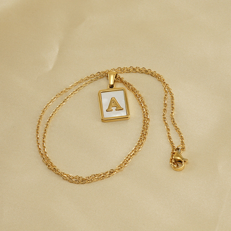 18K Plated Shell Initial Letter Necklace