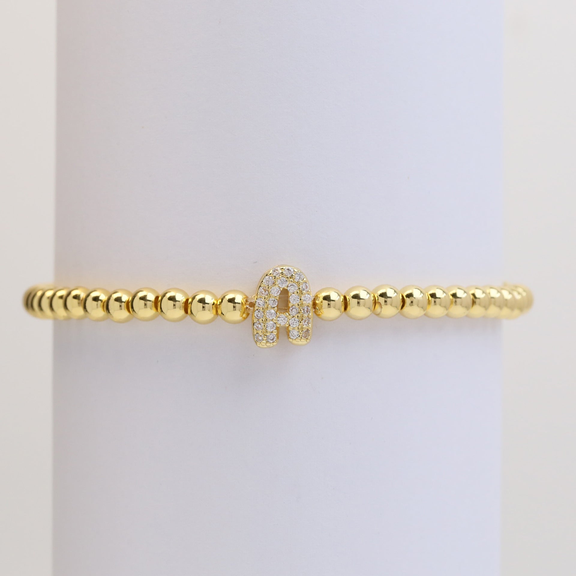 18K Plated Copper Beads Bubble Initial Letter Bracelet