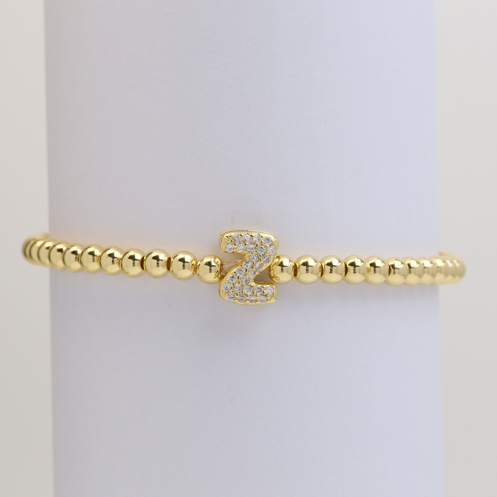 18K Plated Copper Beads Bubble Initial Letter Bracelet