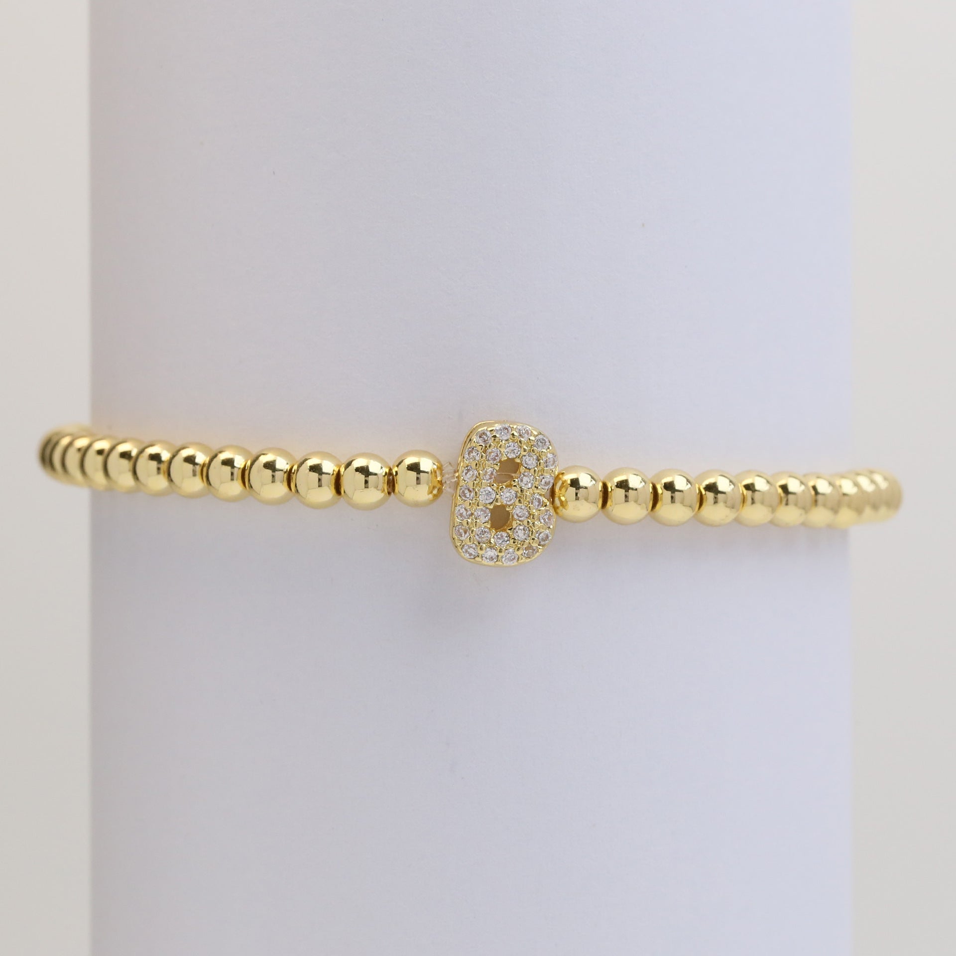 18K Plated Copper Beads Bubble Initial Letter Bracelet