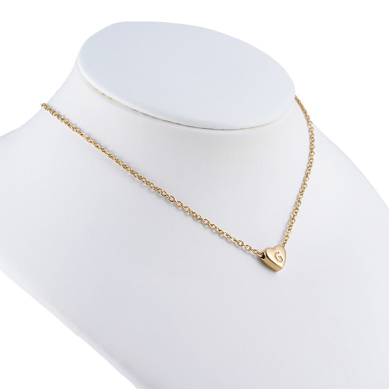 18K Plated Heart Initial Letter Necklace