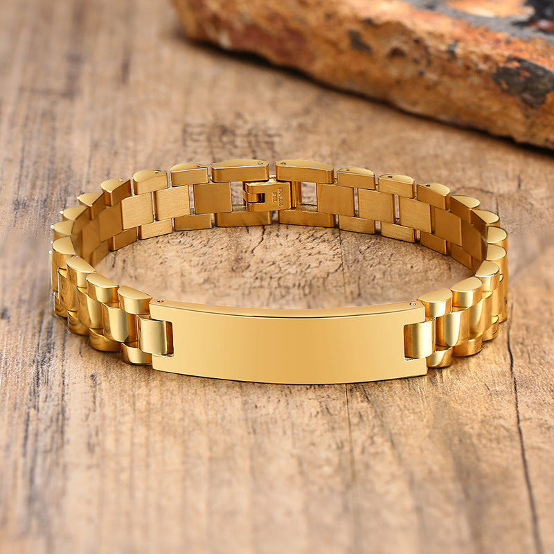Custom Name Engraved Name Titanium Steel Bracelet for Men