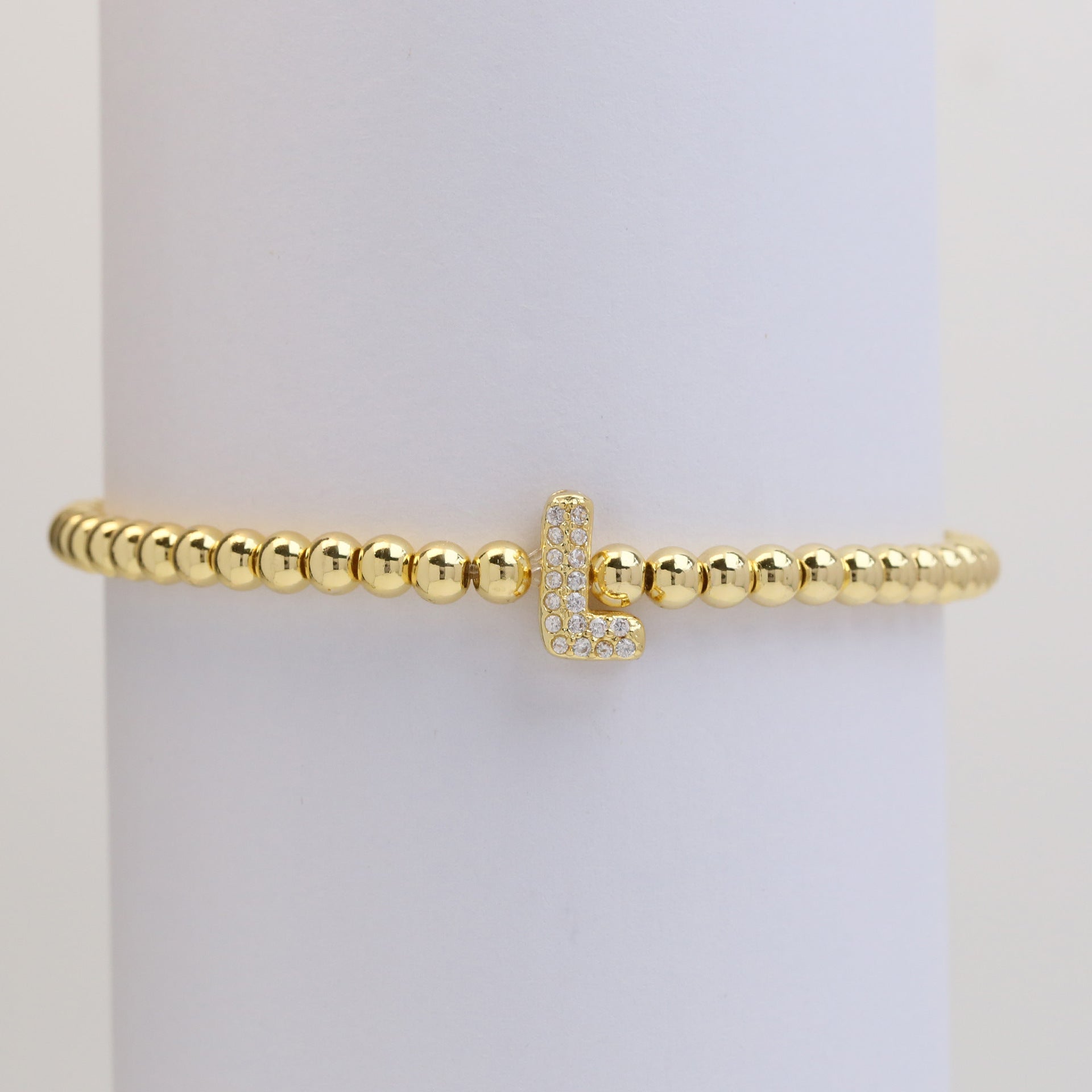 18K Plated Copper Beads Bubble Initial Letter Bracelet
