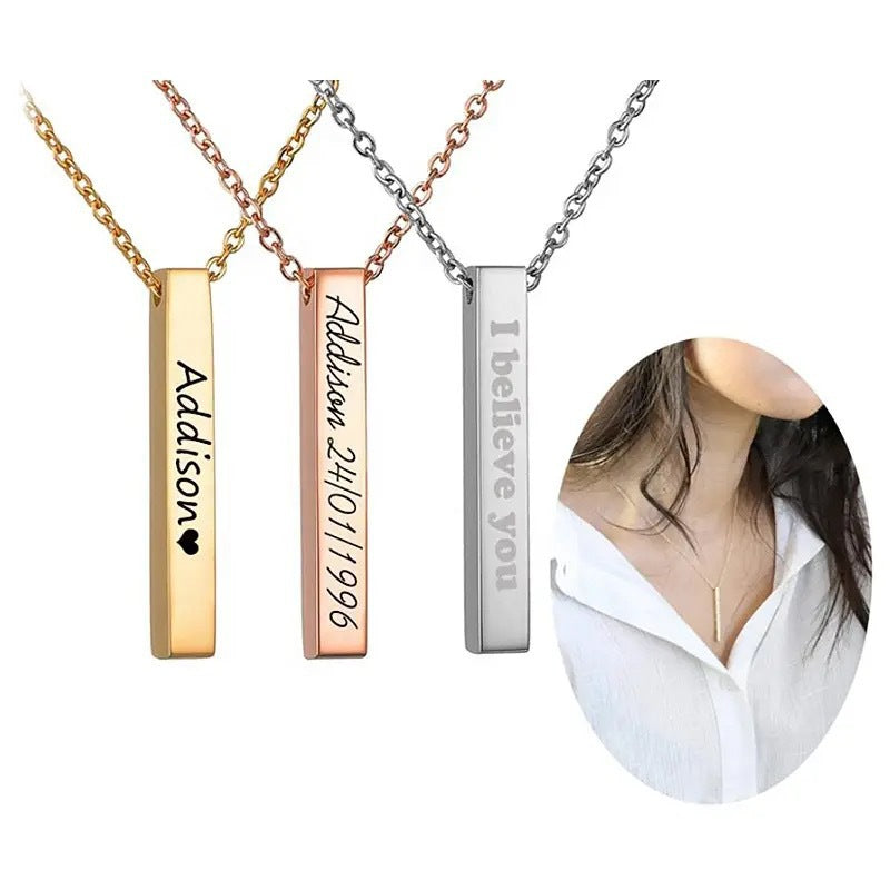 S925 Sterling Silver Personalized Bar Name Necklace