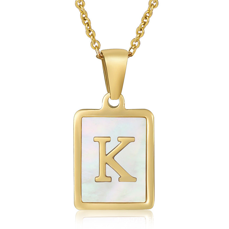 18K Plated Shell Initial Letter Necklace