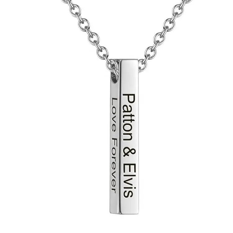 S925 Sterling Silver Personalized Bar Name Necklace